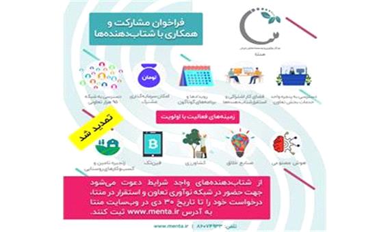 مهلت ثبت‌نام شتاب‌دهنده‌ها در مرکز نوآوری و توسعه تعاون ایران «منتا» تمدید شد