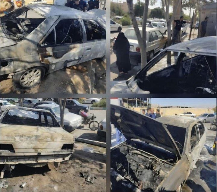 آتش‌سوزی ۳ خودرو در یک جایگاه سوخت کرمان